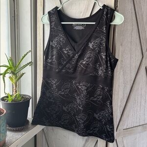 Tek Gear Black Yoga Top with Gray Accents